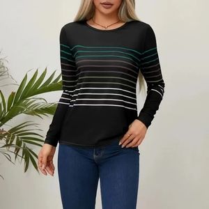 Striped crew neck shirt, long sleeve